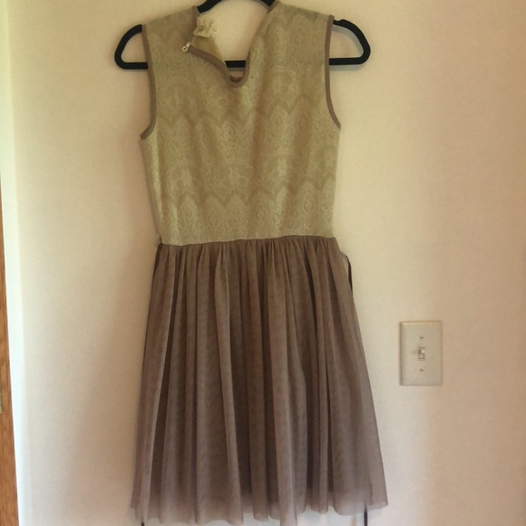 small anthropologie cream and tan tulle dress - Picture 2 of 3